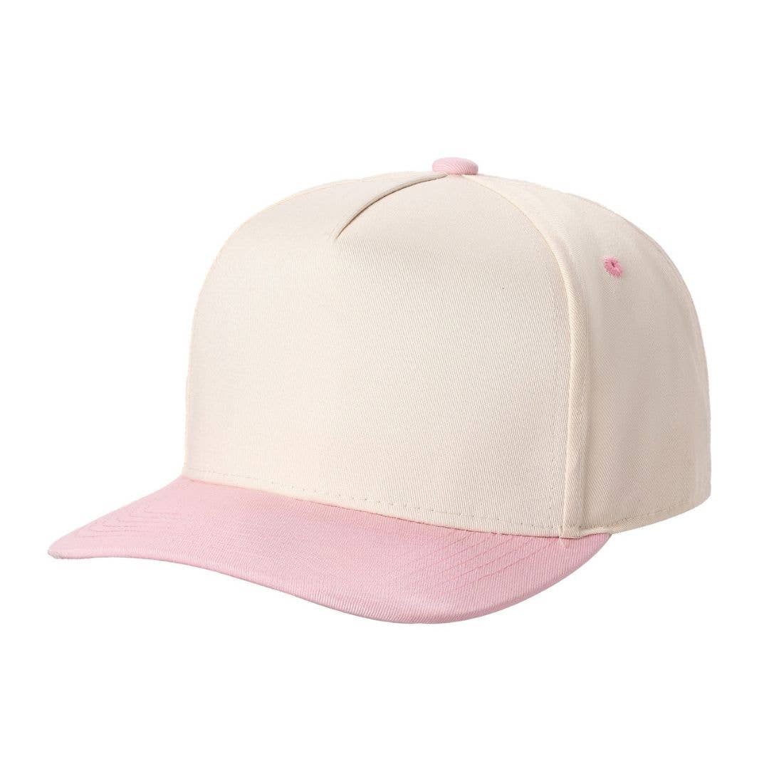 SNAP BACK HAT: TAN/PINK