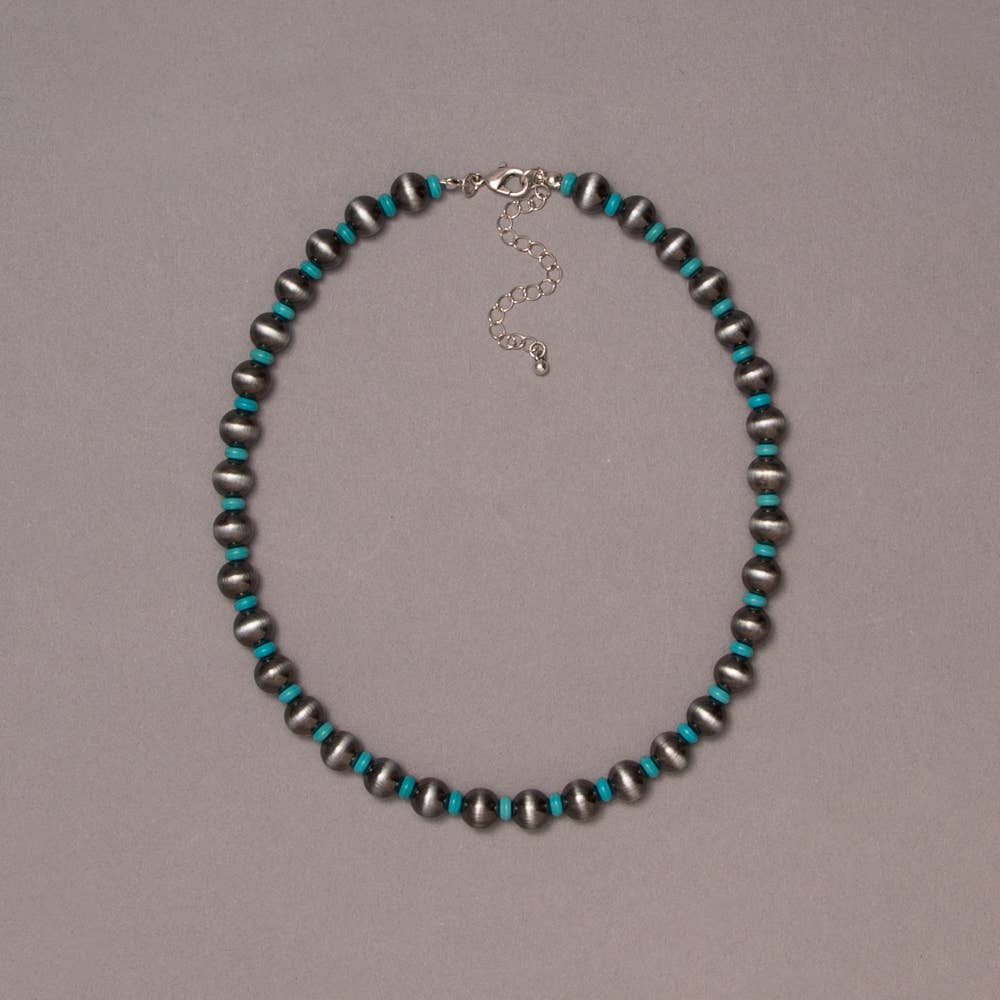 Bead Necklace with Turquoise Spacers