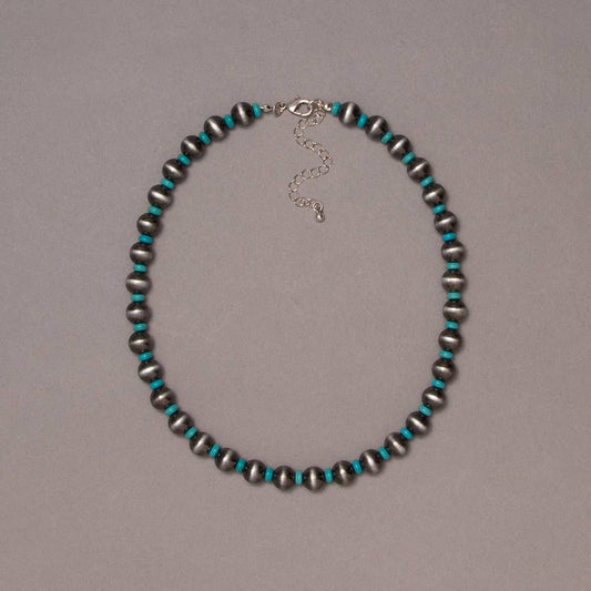 Bead Necklace with Turquoise Spacers
