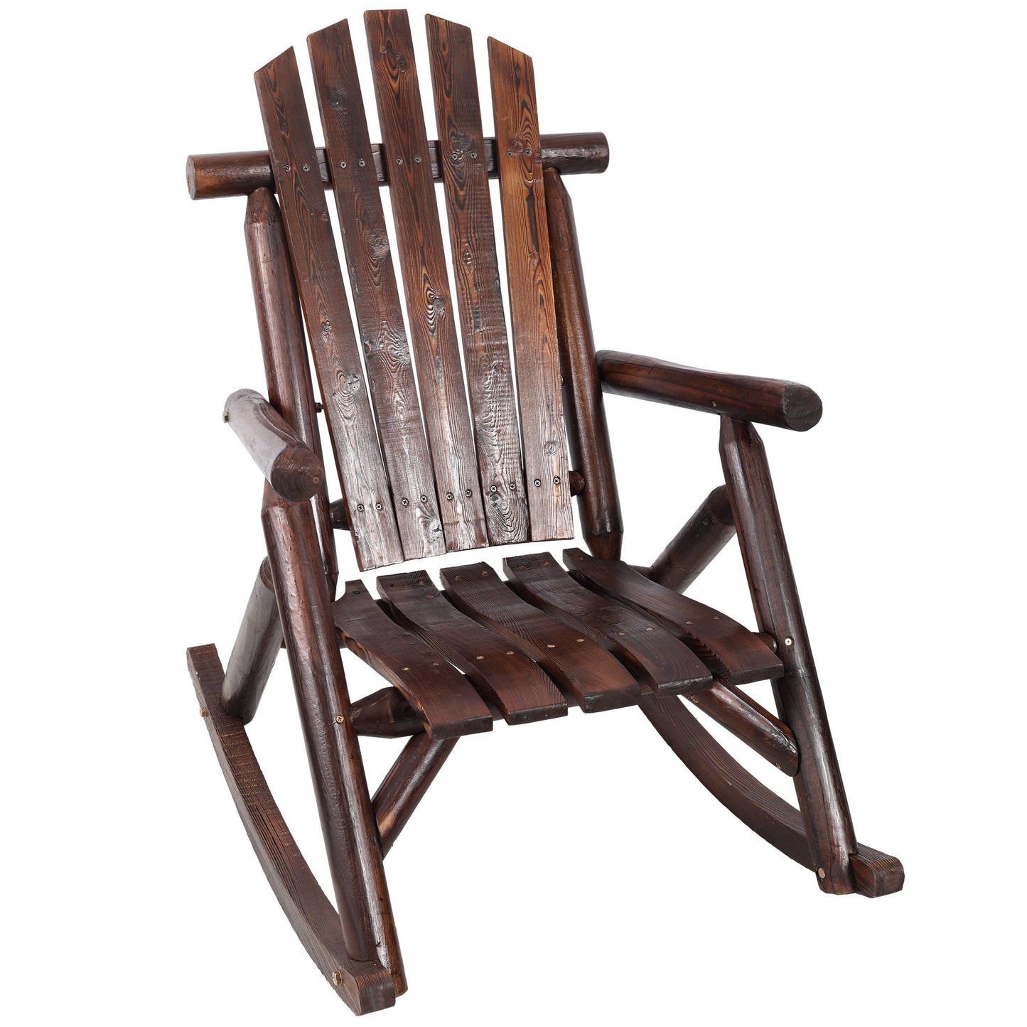 Cozy Fall Decor Brown Fir Log Porch Rocker Chair