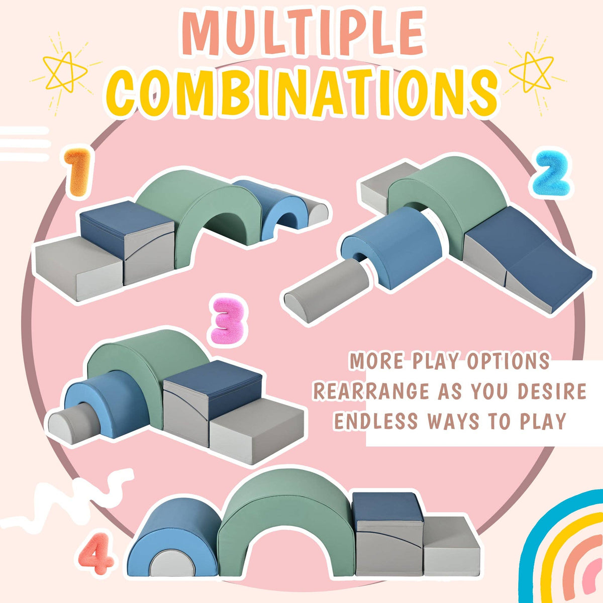 5-Piece Kids Climbing Toy Set for Toddlers, Indoor Play: Default