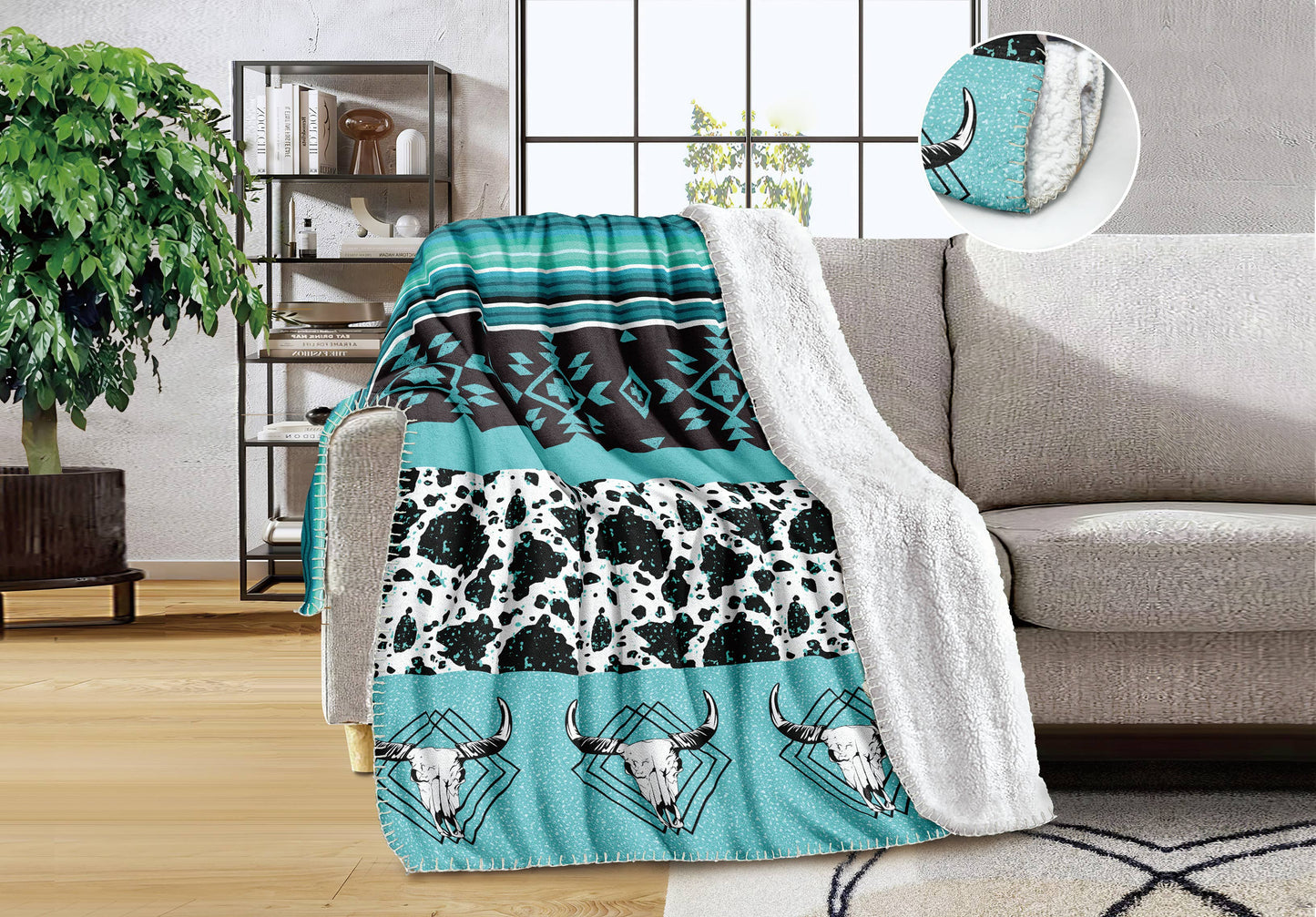 Turquoise Longhorn Queen Sherpa