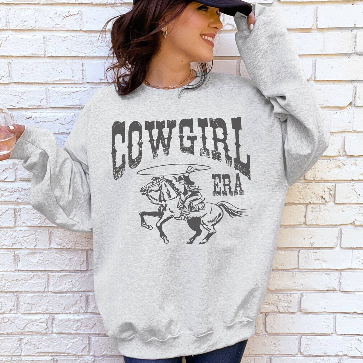 Cowgirl Era, Rodeo, Western, Country, Horse Sweatshirt: Navy / Large