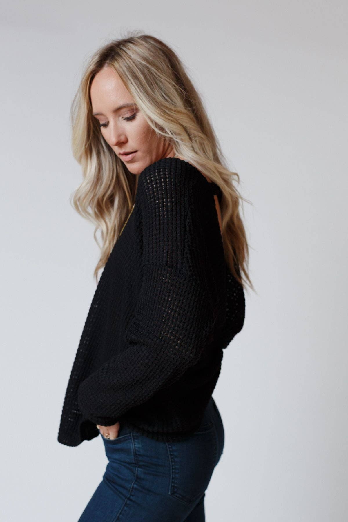Open Back Thermal Knit Top