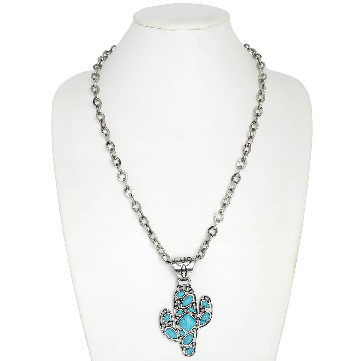 Turquoise Cactus Pendant Necklace