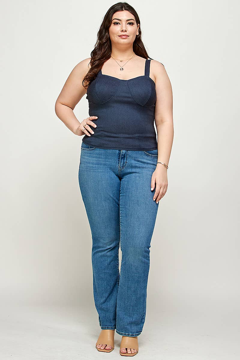 Plus Size Denim Bustier Tank Top