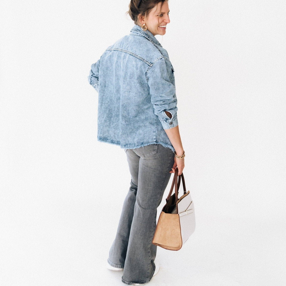 Blue Raw Hem Denim Jacket