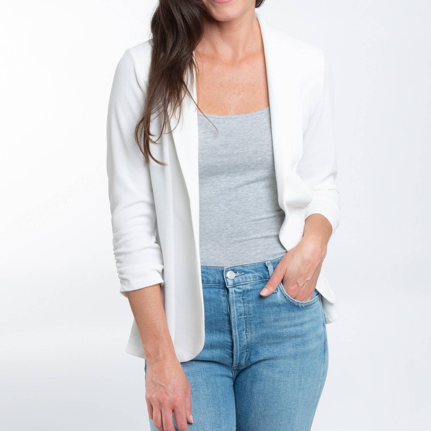 Dove Ruched Stretch Blazer