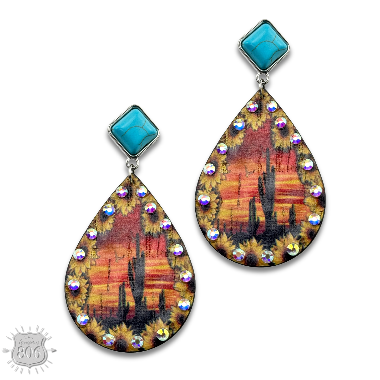 Desert scene teardrop earrings