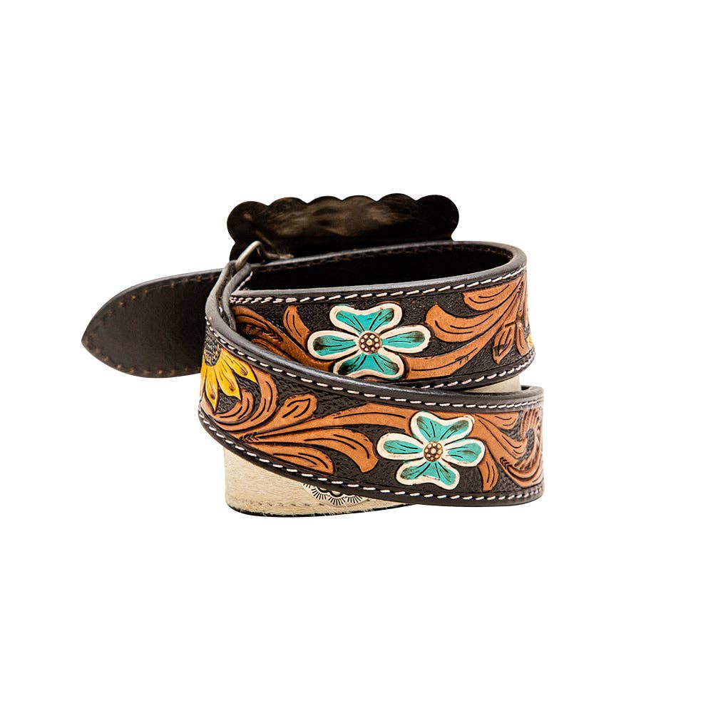 Klepto Hand-Tooled Concho Women's Belt: Multicolor / SMALL