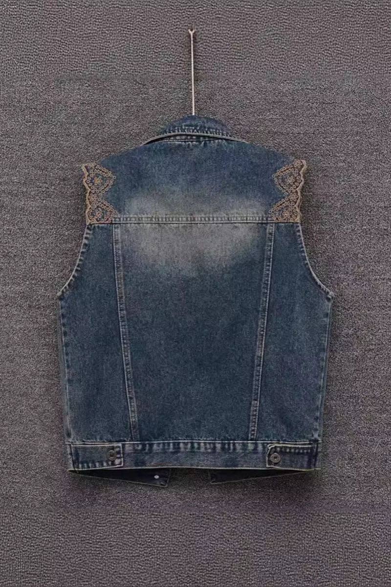 Floral Denim Vest
