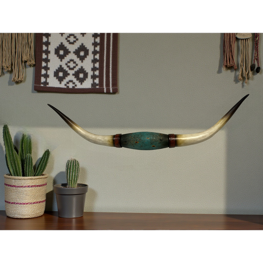 Turquoise Longhorn Horn Wall Decor – Rustic Western Lodge