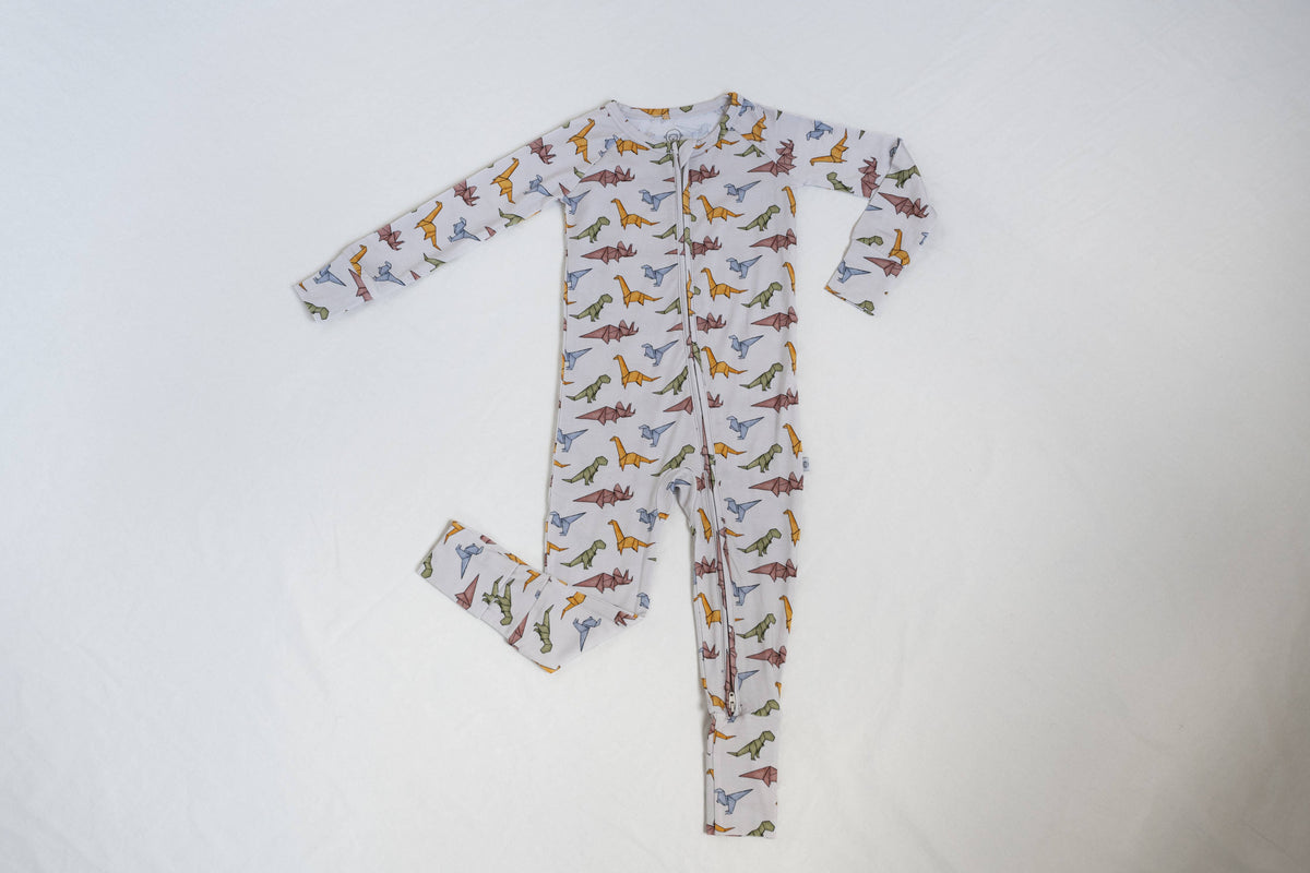 Lyocell Zip Footie Sleeper: Papersaurus Rex