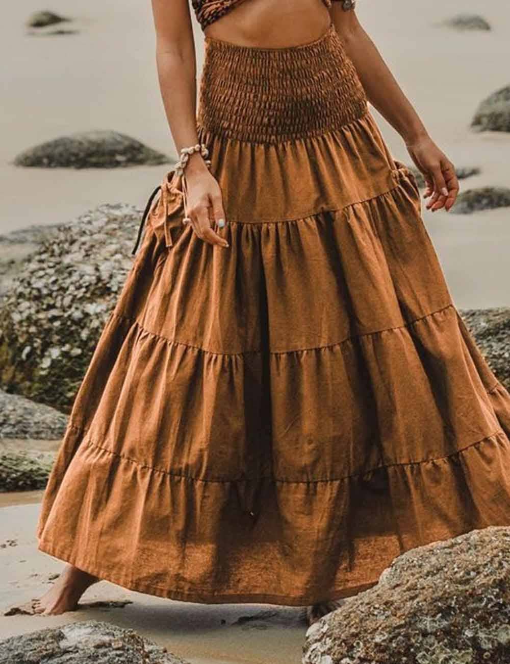 Boho Maxi Skirt: Orange