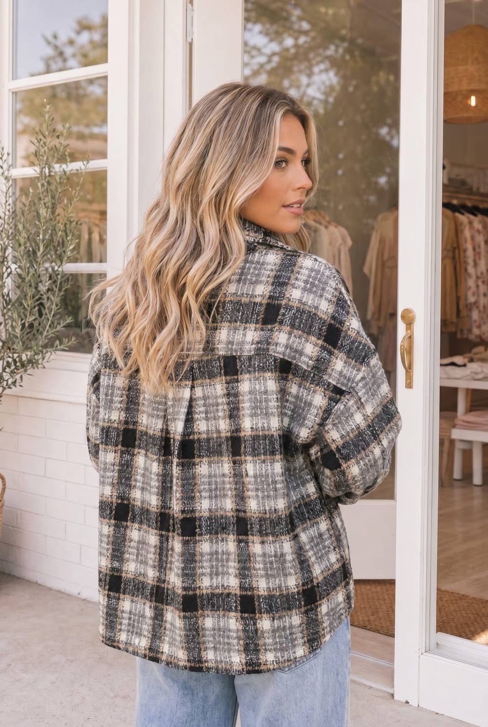Plaid Oversized Cropped Shacket
