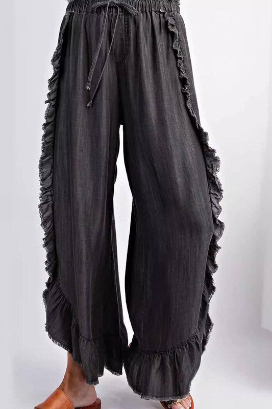 Ruffled Wide Leg Pants