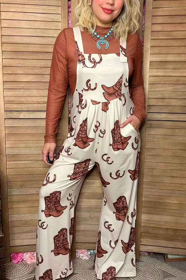 Western Wide Leg Overalls