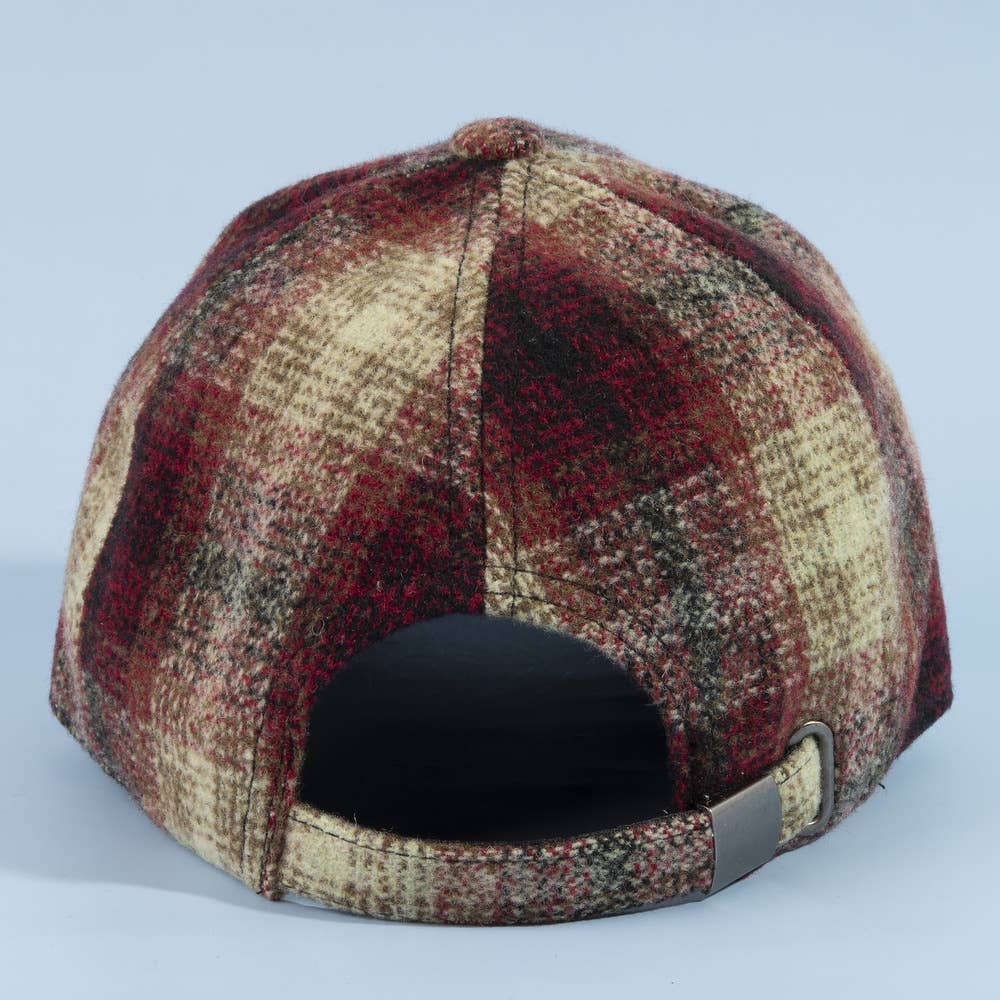 Plaid Curved Brim Cap:RD