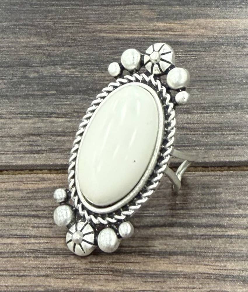 Oval White Turquoise Ring