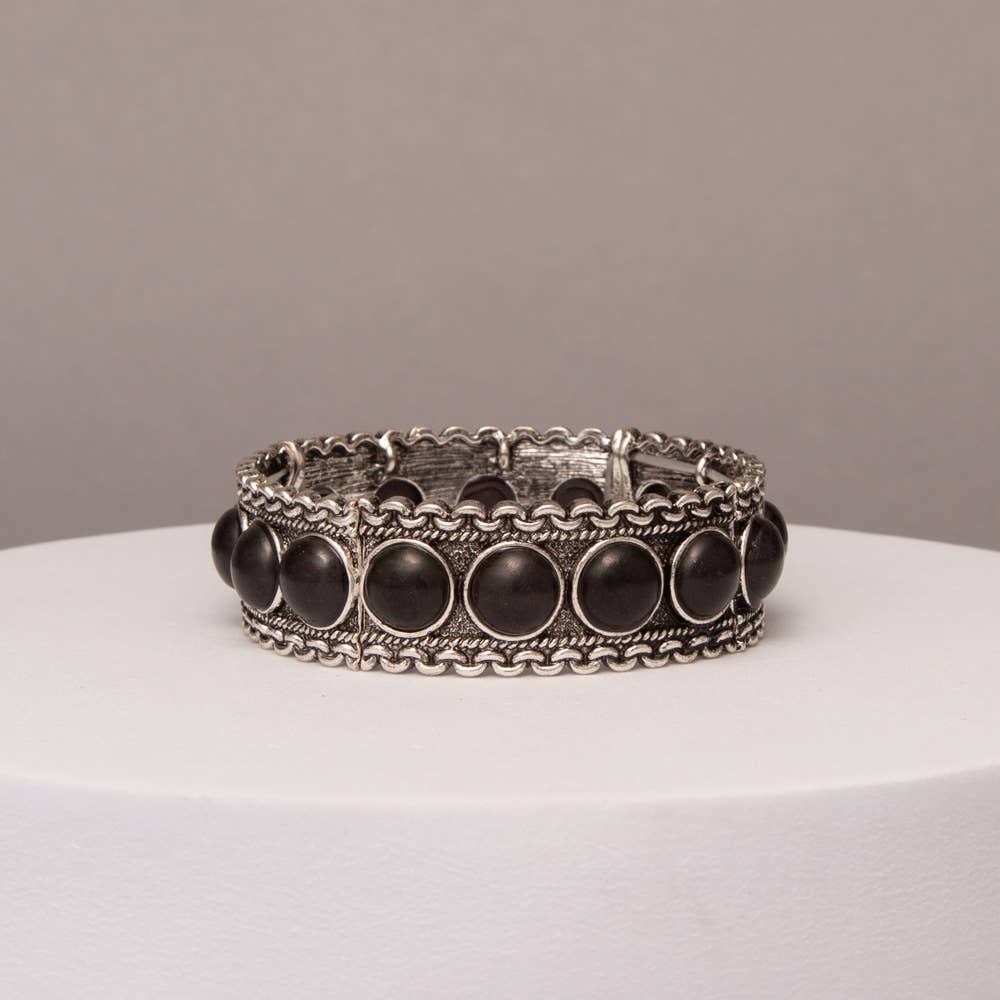 Western Bezel Set Cabochon Stretch Bracelet