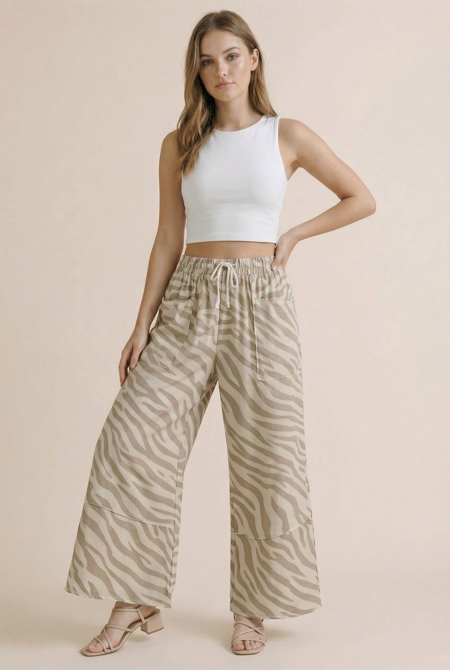 Zebra Print Wide Leg Pants