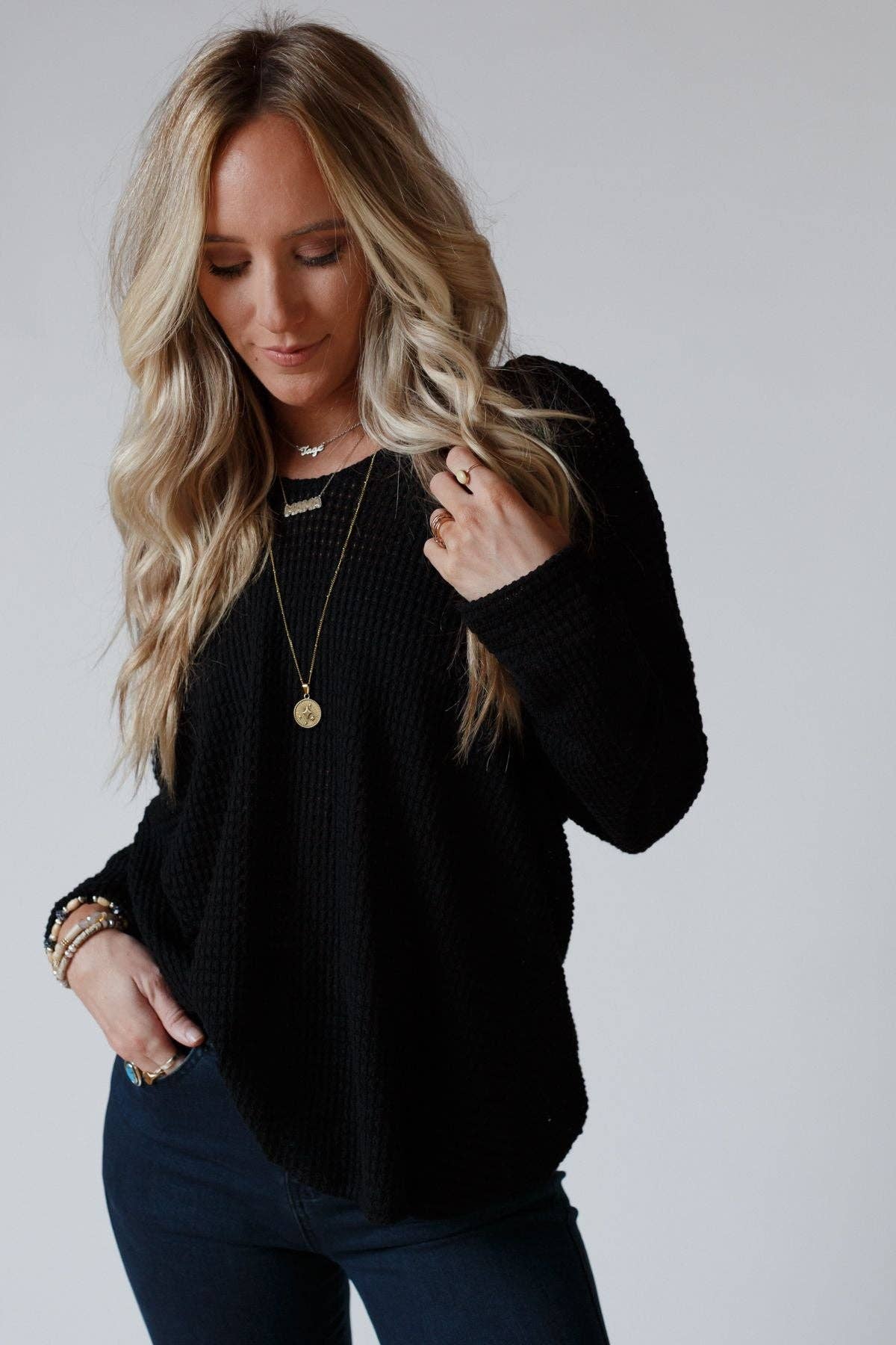 Open Back Thermal Knit Top