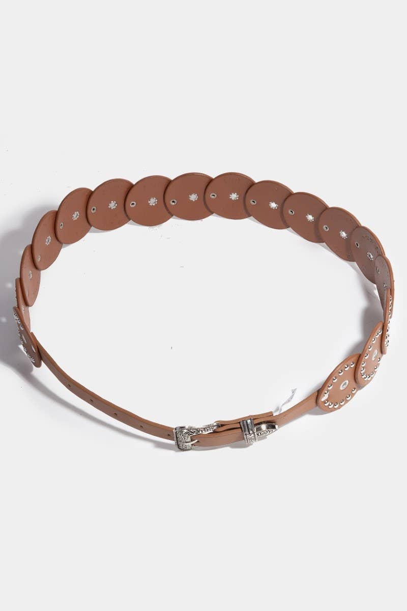 Studded Discs Vegan Leather Belt