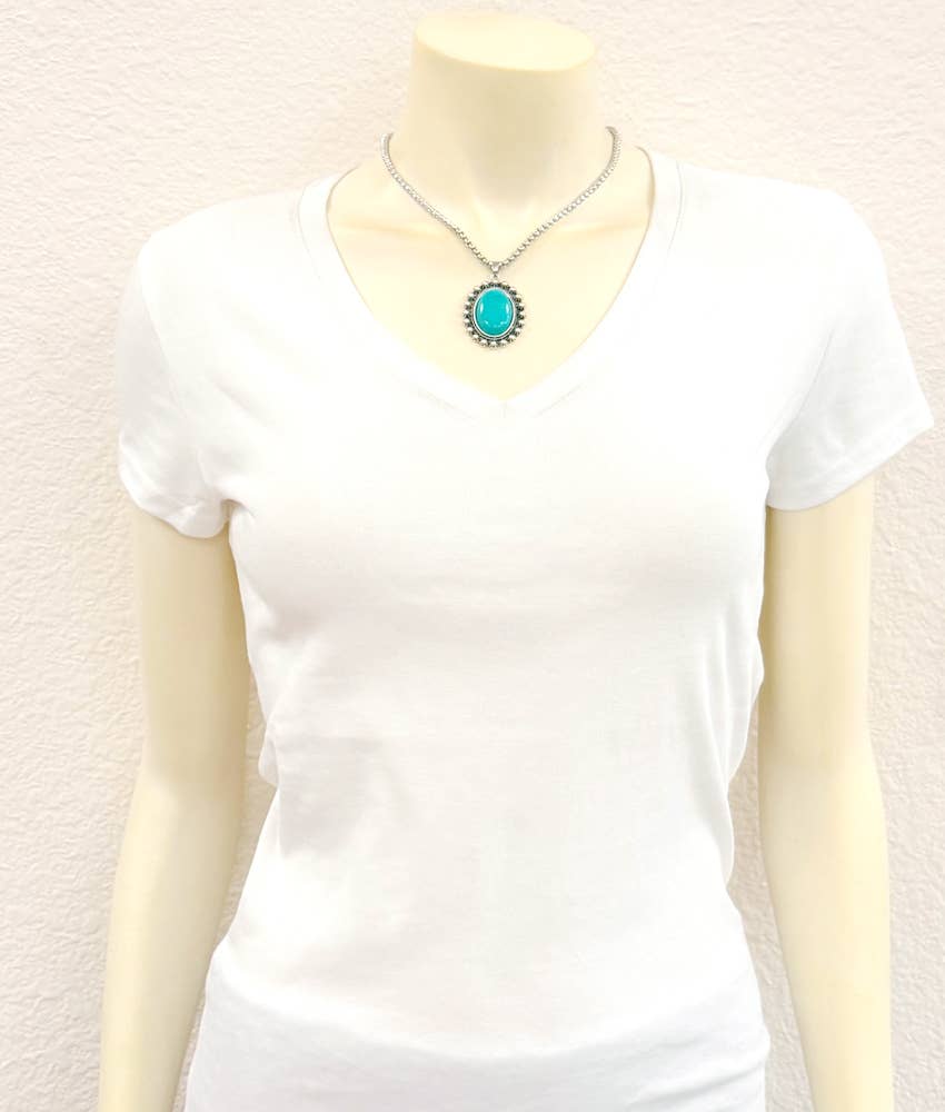 Oval Turquoise Pendant Necklace