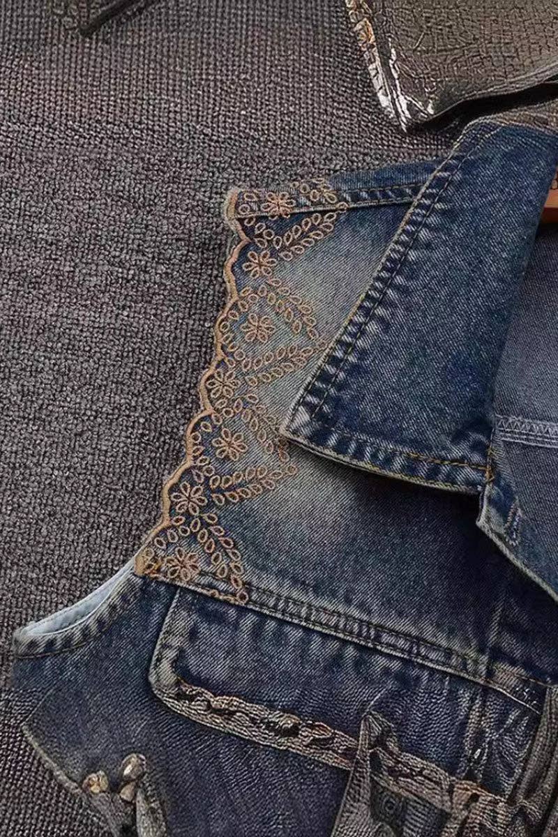 Floral Denim Vest