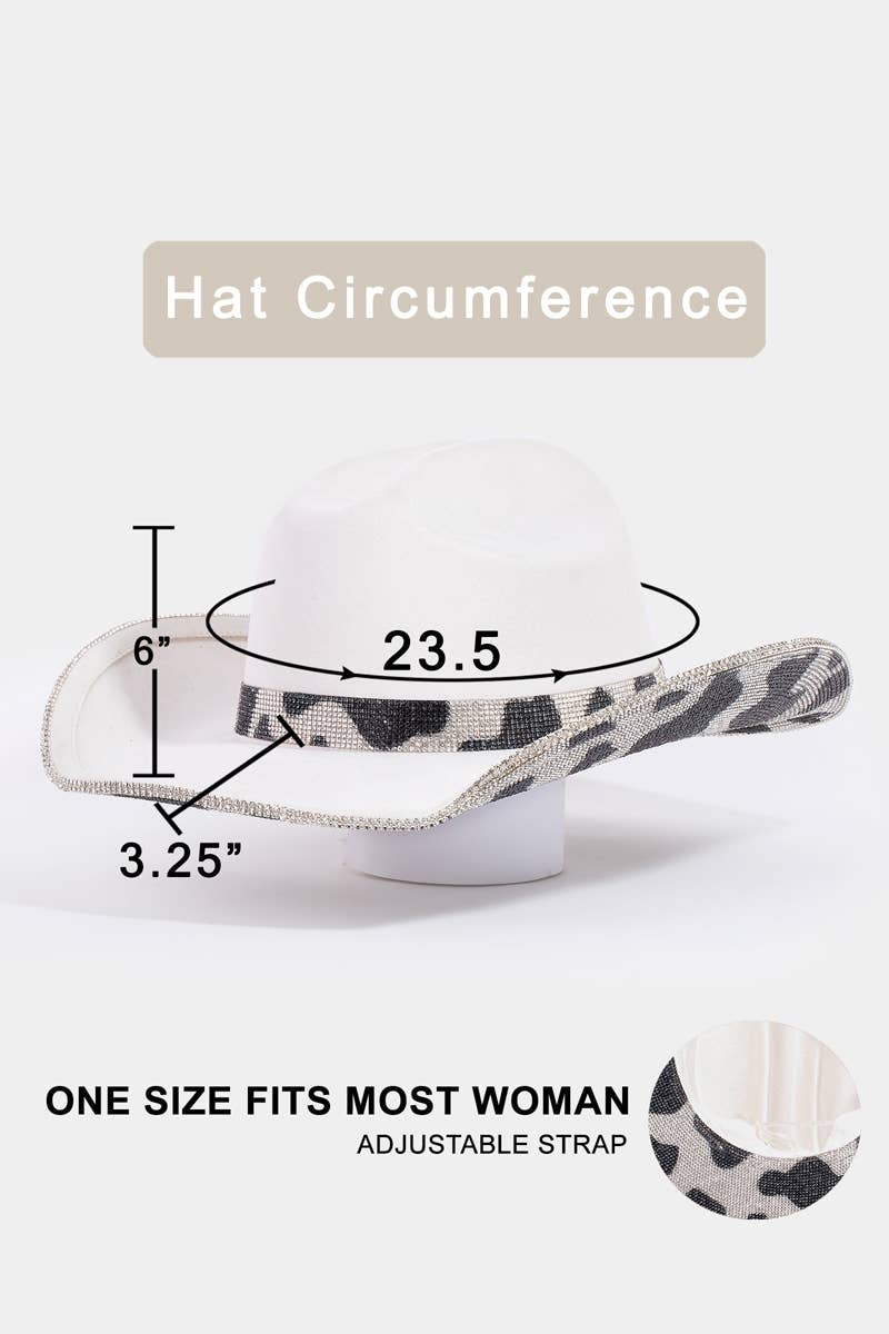 Pave Rhinestone Studded Cow Pattern Western Cowboy Hat
