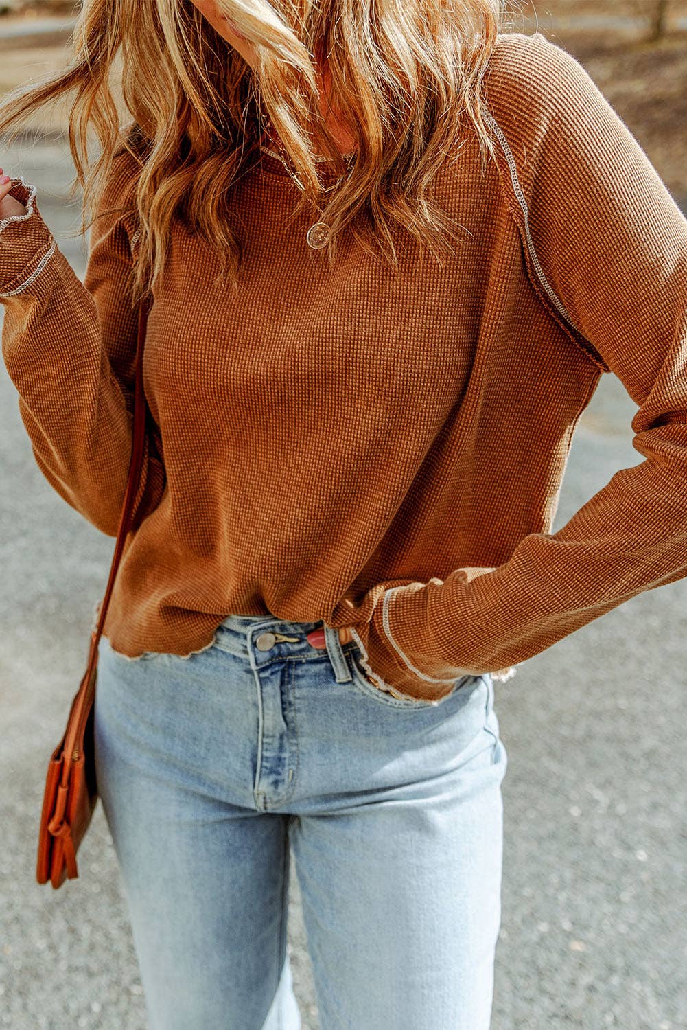 Long Sleeve Top: Brown