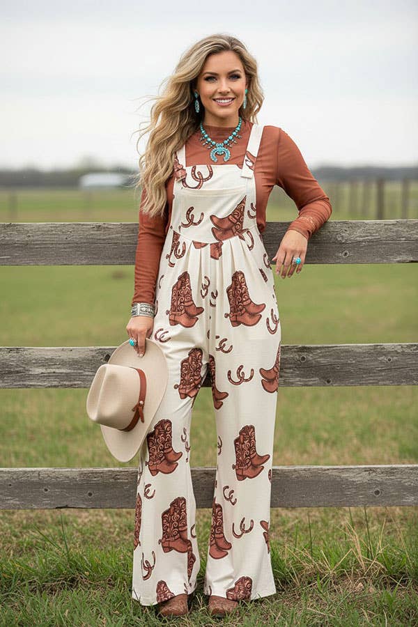 Western Wide Leg Overalls