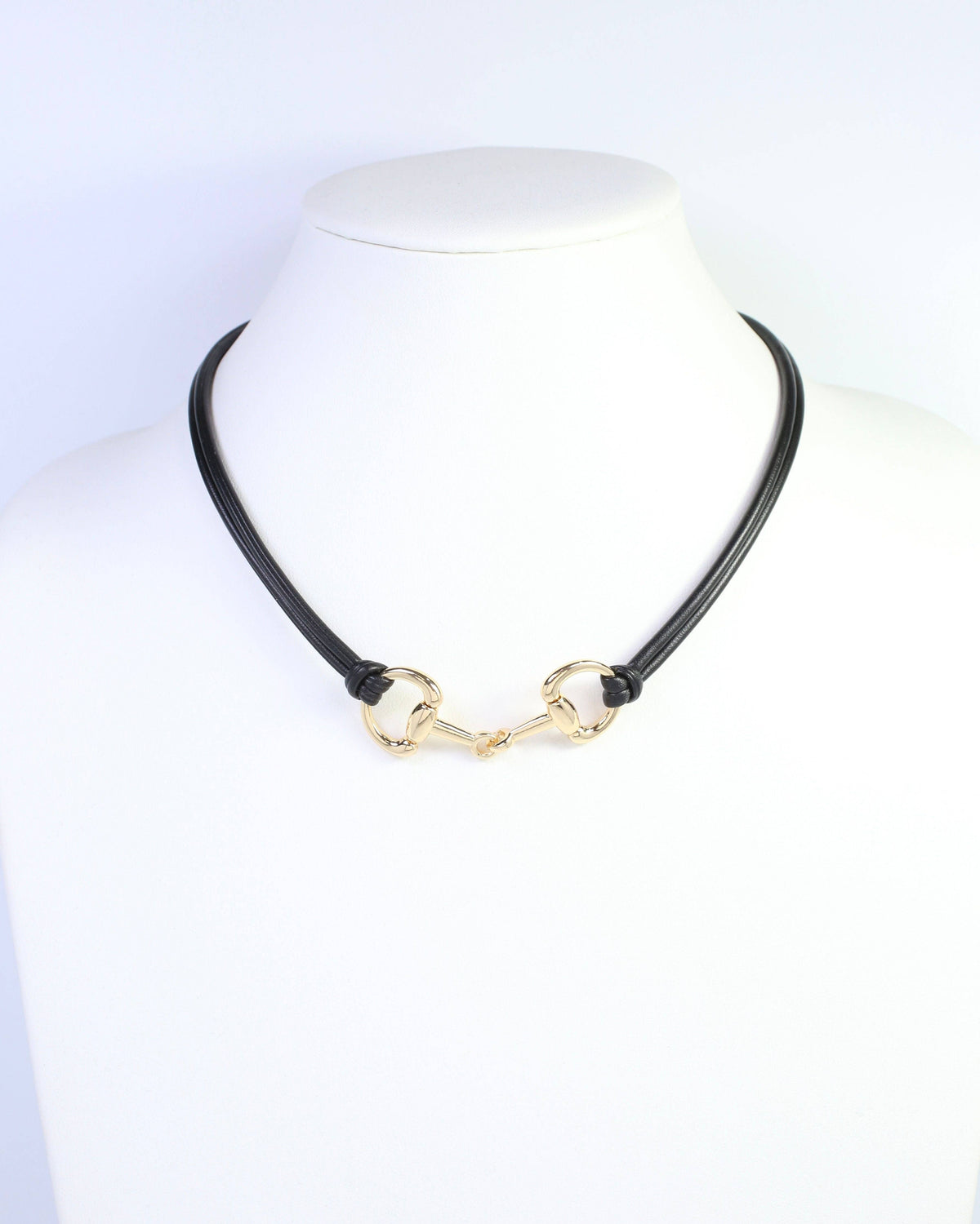 Black Horsebit Cord Necklace