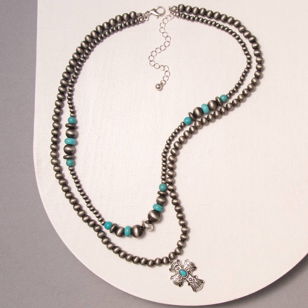Cross Pendant Beaded Necklace
