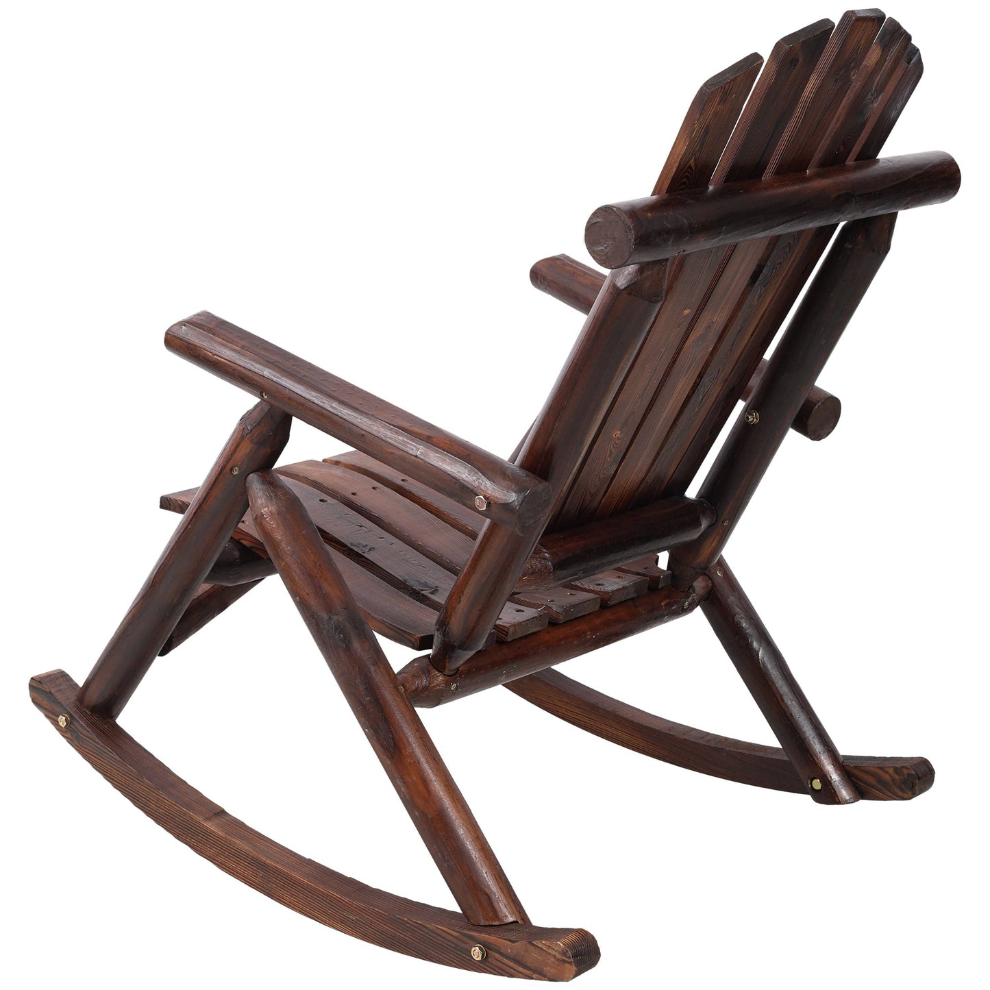 Cozy Fall Decor Brown Fir Log Porch Rocker Chair
