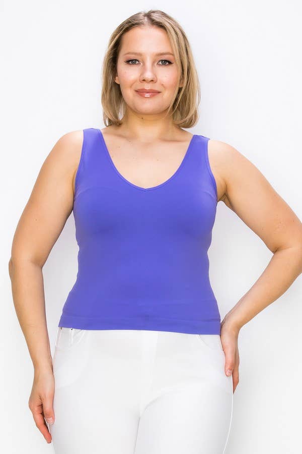 Reversible Seamless Tank: White / Plus