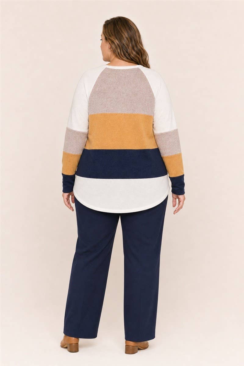 Curvy Color Block Raglan Top