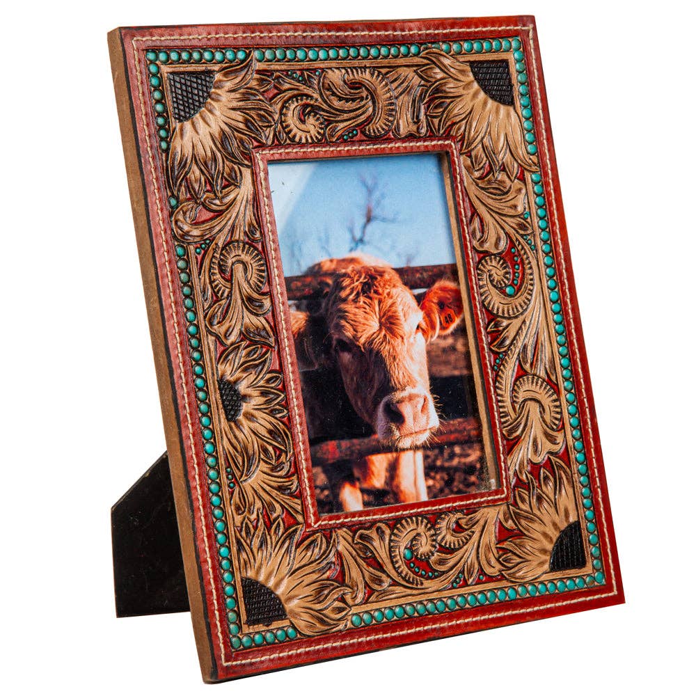 Sunflowers Hand-Tooled Frame
