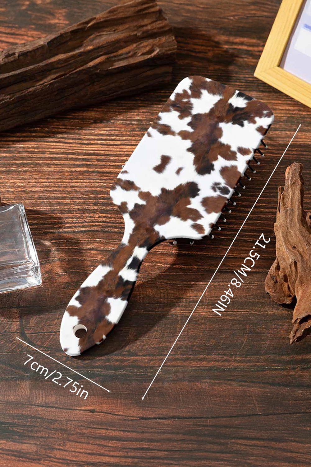 Chestnut Cow Print Long Handle Air Cushion Brush