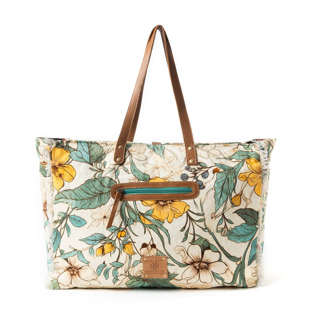 Lovely Florals Weekender Bag in Light Green
