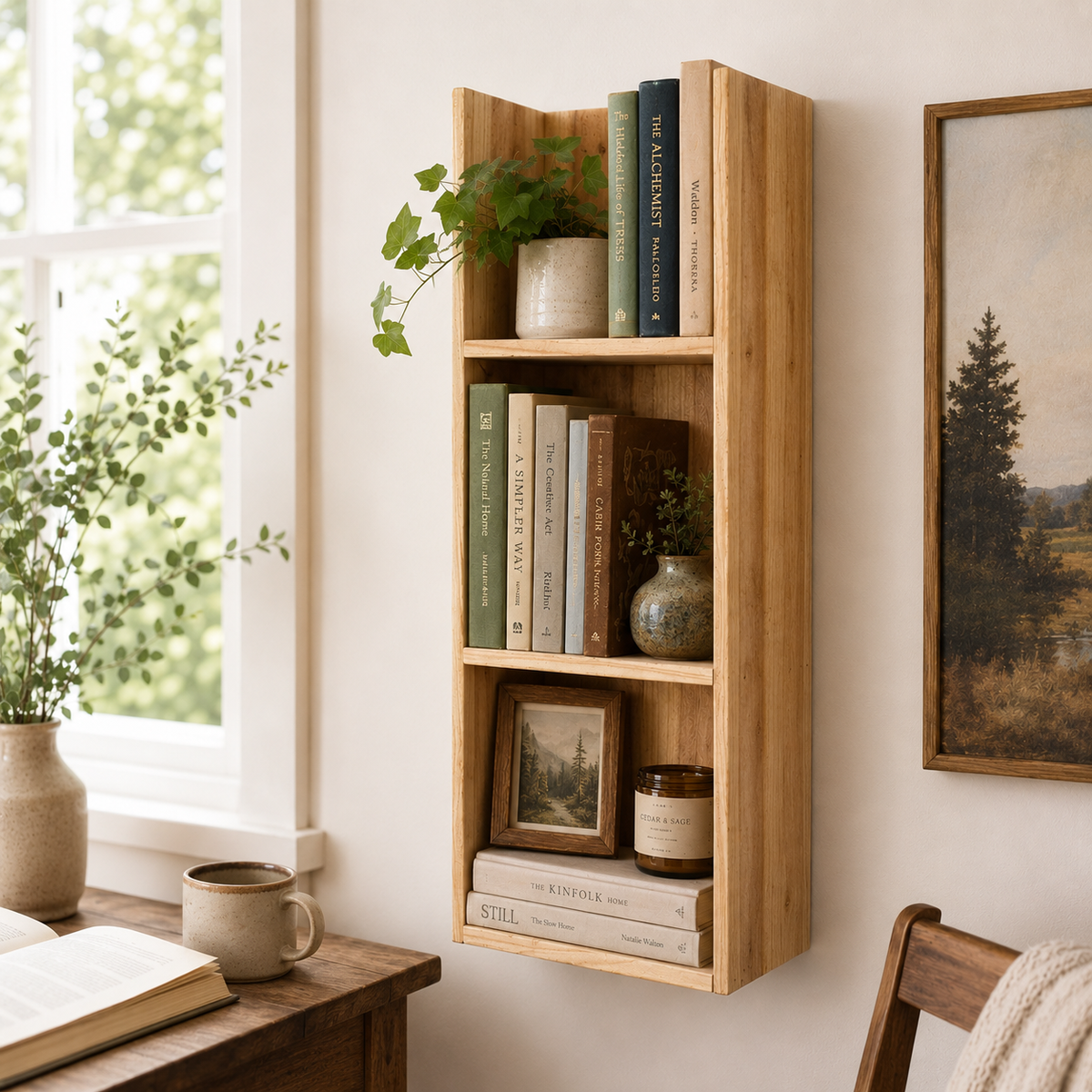 Timberline Vertical Wall Shelf: Natural