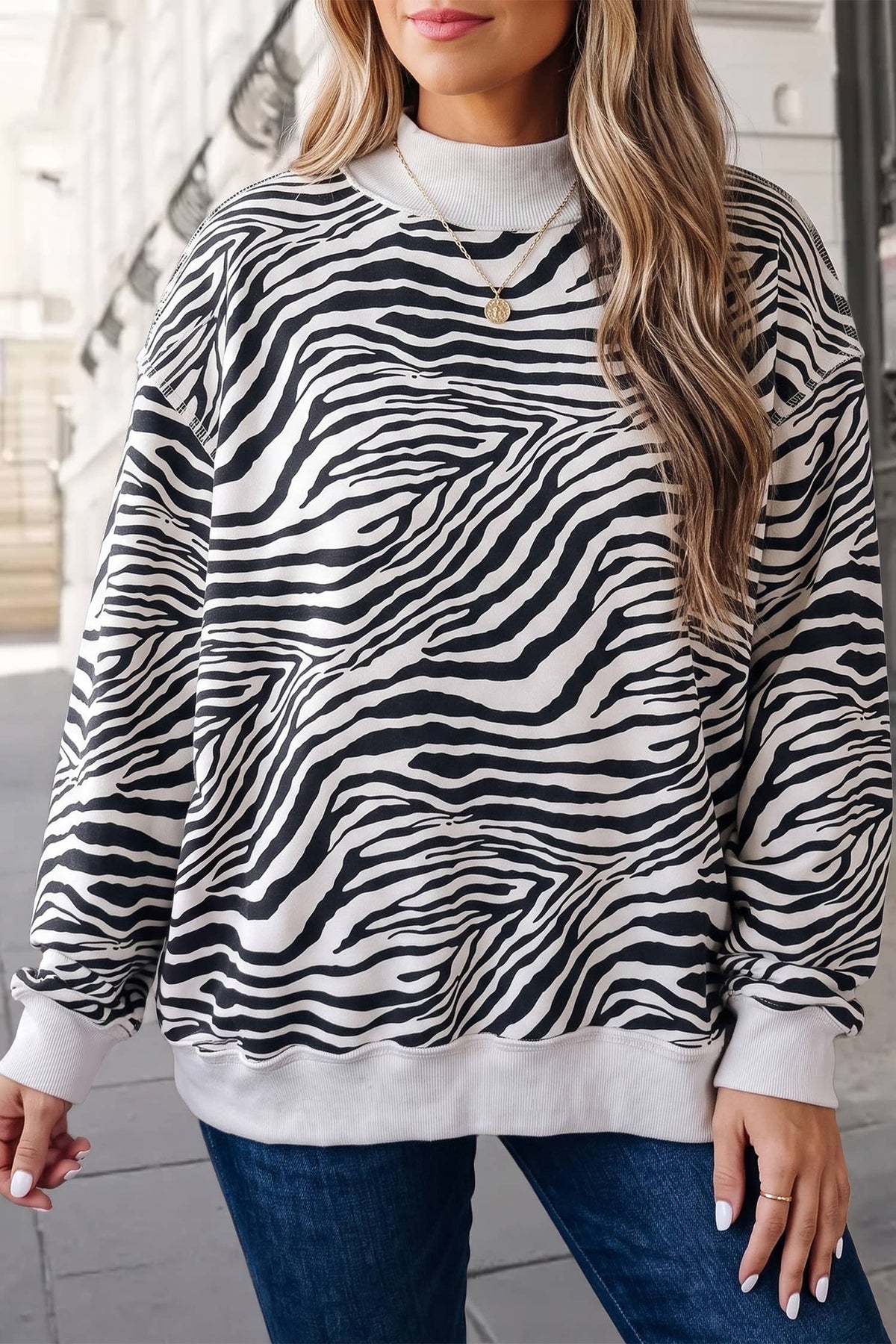 Zebra Print Mockneck