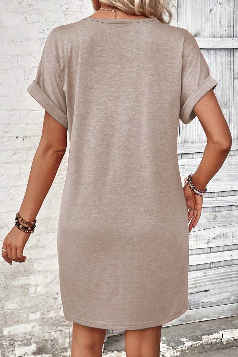 SUMMER V-NECK BUTTON-UP SHORT-SLEEVED DRESS