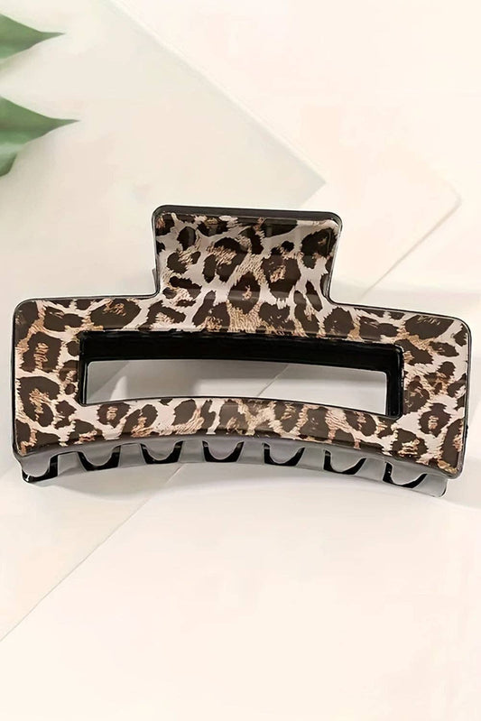 Leopard Print Hollow Out Square Large Hair Claw Clip