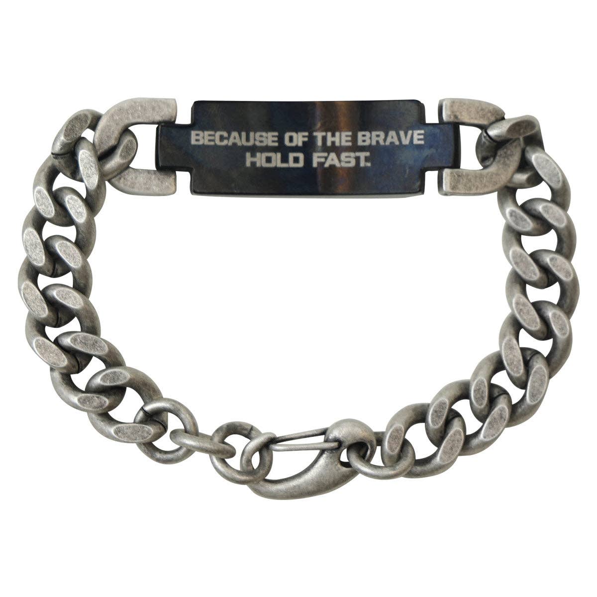 Men's Bracelet Land Of The Free: Burnished Silver/Black