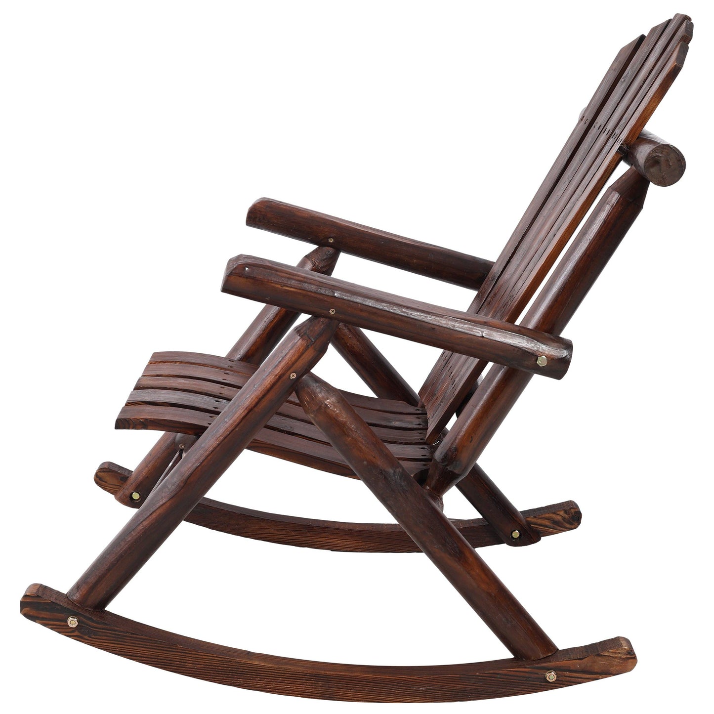 Cozy Fall Decor Brown Fir Log Porch Rocker Chair