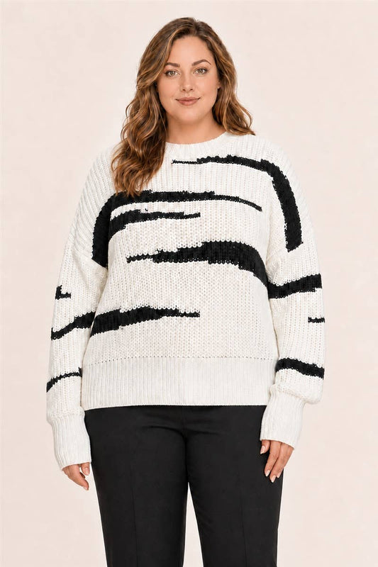 Zebra Stripe Knit Sweater