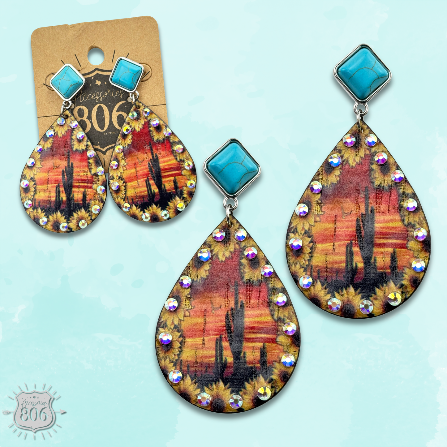 Desert scene teardrop earrings