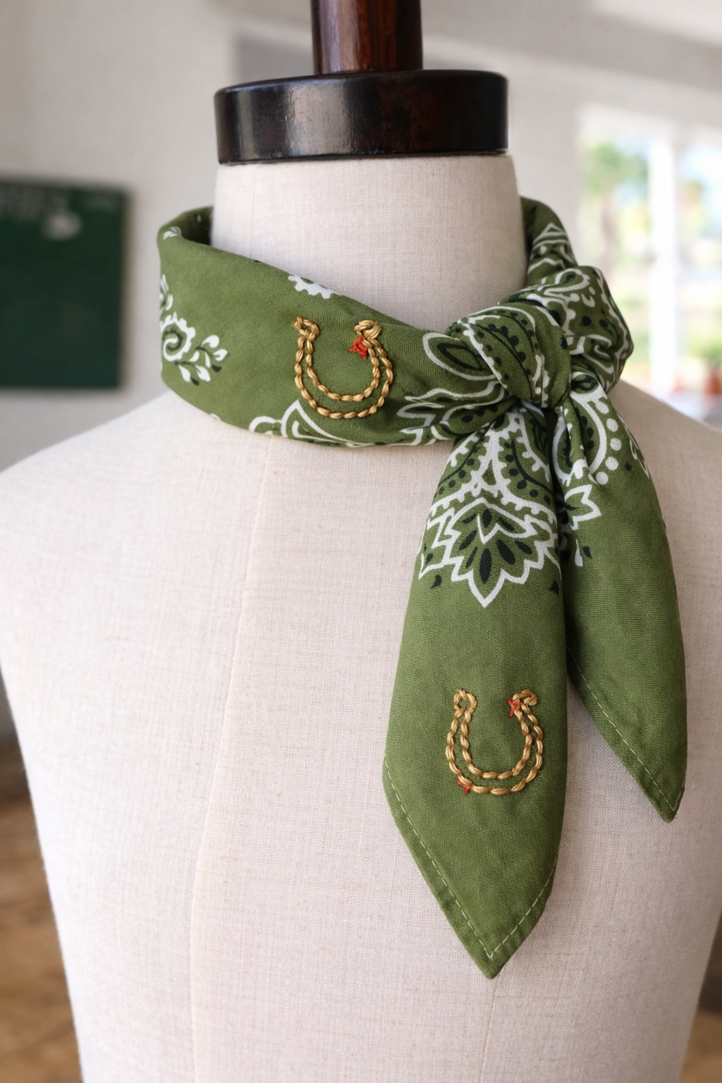 Hand Embroidered Horseshoe Wild Rag
