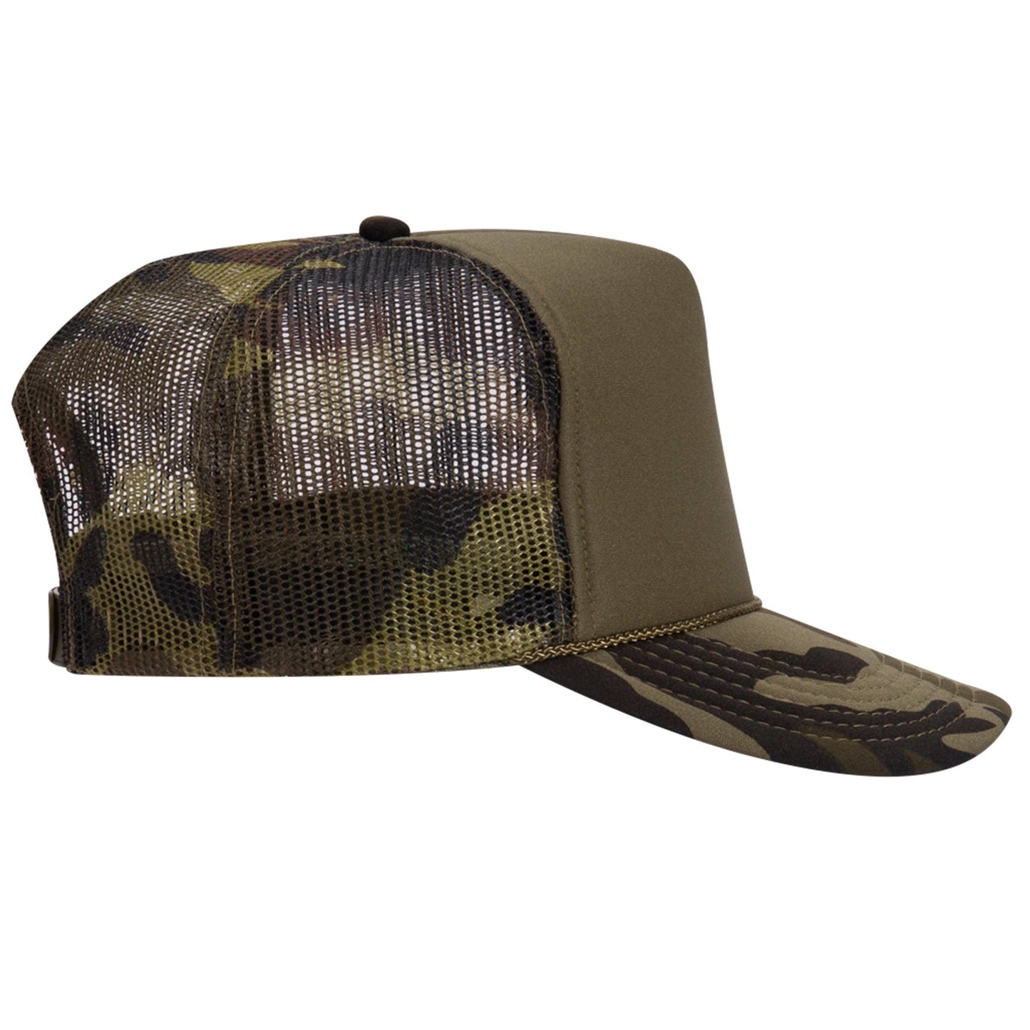 Otto 49-158 5-Panel High Crown Foam Trucker Hat - Camo: Camo/Olive/Camo 082108